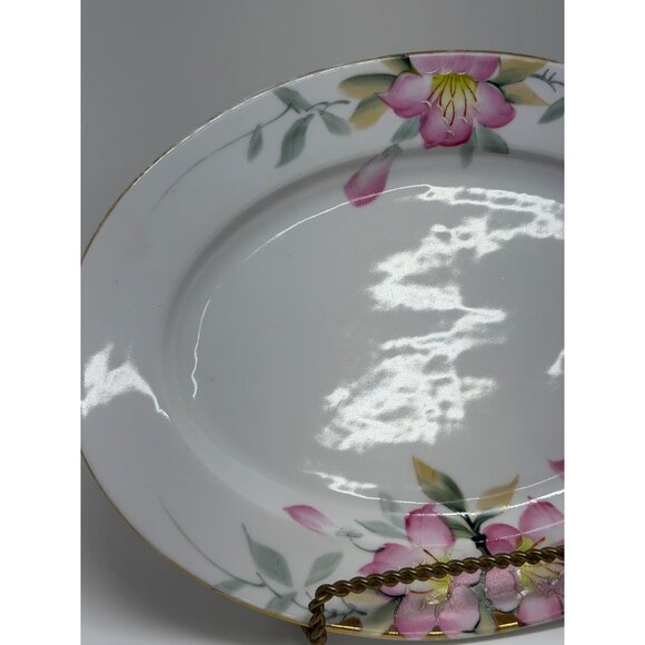 VTG Noritake Azalea 12"x9" Oval Serving Platter Floral Handpainted Japan Made - Picture 3 of 9